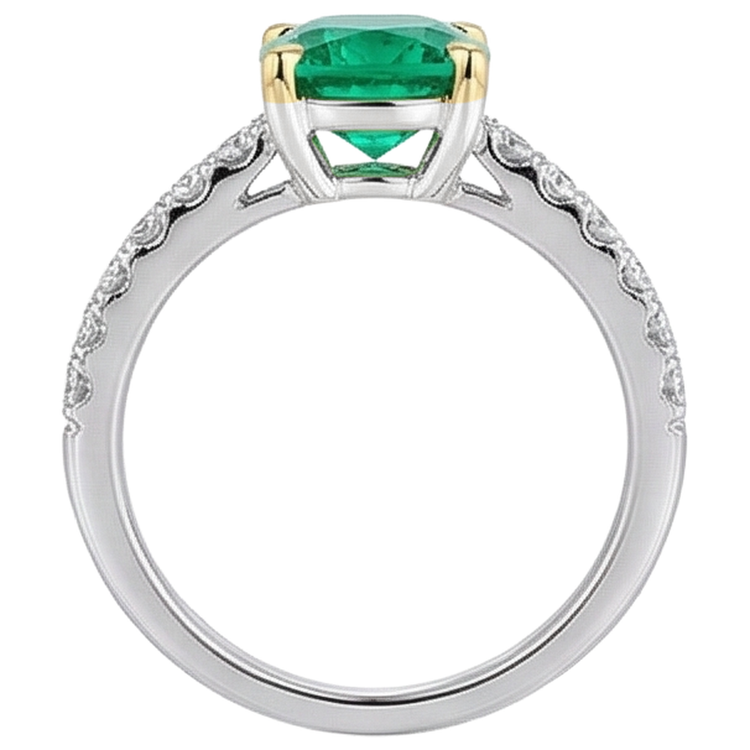 Élégant Émeraude Fine Bague Pierre Précieuse 3 carats – vue de dessus