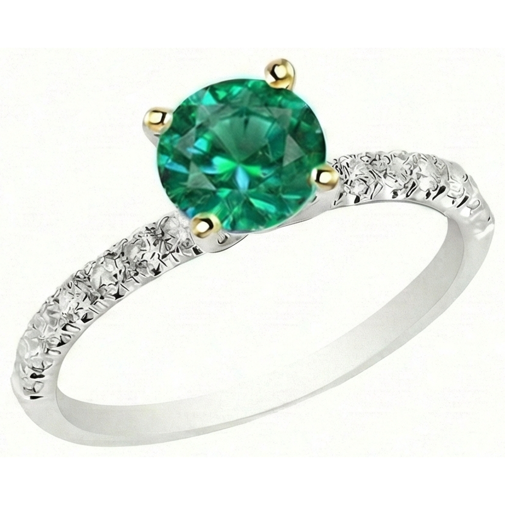 Émeraude Bague Pierre Précieuse 1,50-carats Or Bicolore 14 Carats – vue de face