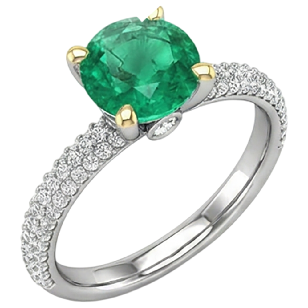 Fin Émeraude Bague avec Gemme 1 carats – vue de côté