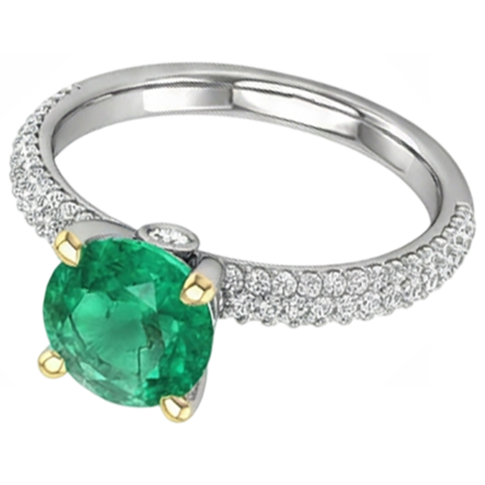 Émeraude Bague avec Gemme – vue d'angle