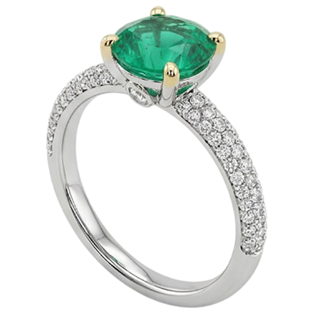 Bague avec Gemme Or Bicolore 14 Carats avec Émeraude – vue de profil