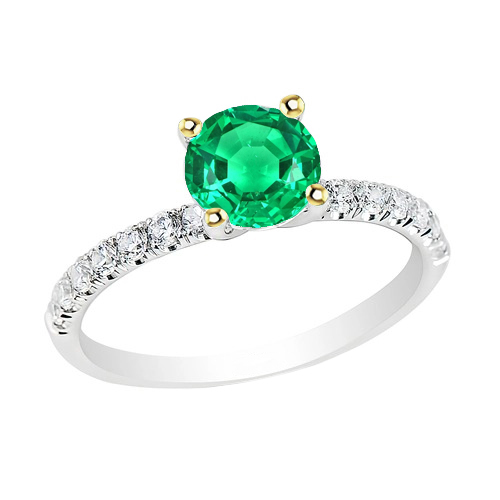 Bague Pierre Précieuse Or Bicolore 14 Carats avec Émeraude – vue principale