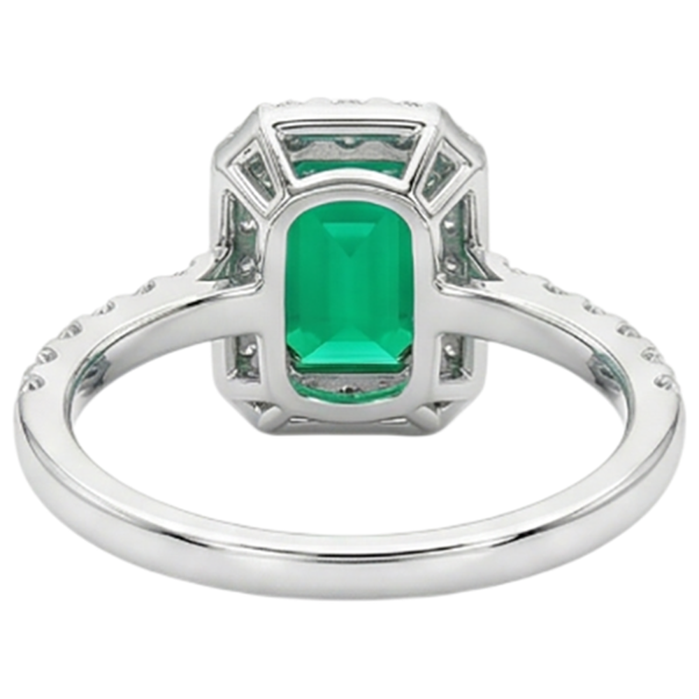 Émeraude Bague Pierre Précieuse 2-carats Or Deux Tons 14 Carats – vue détaillée
