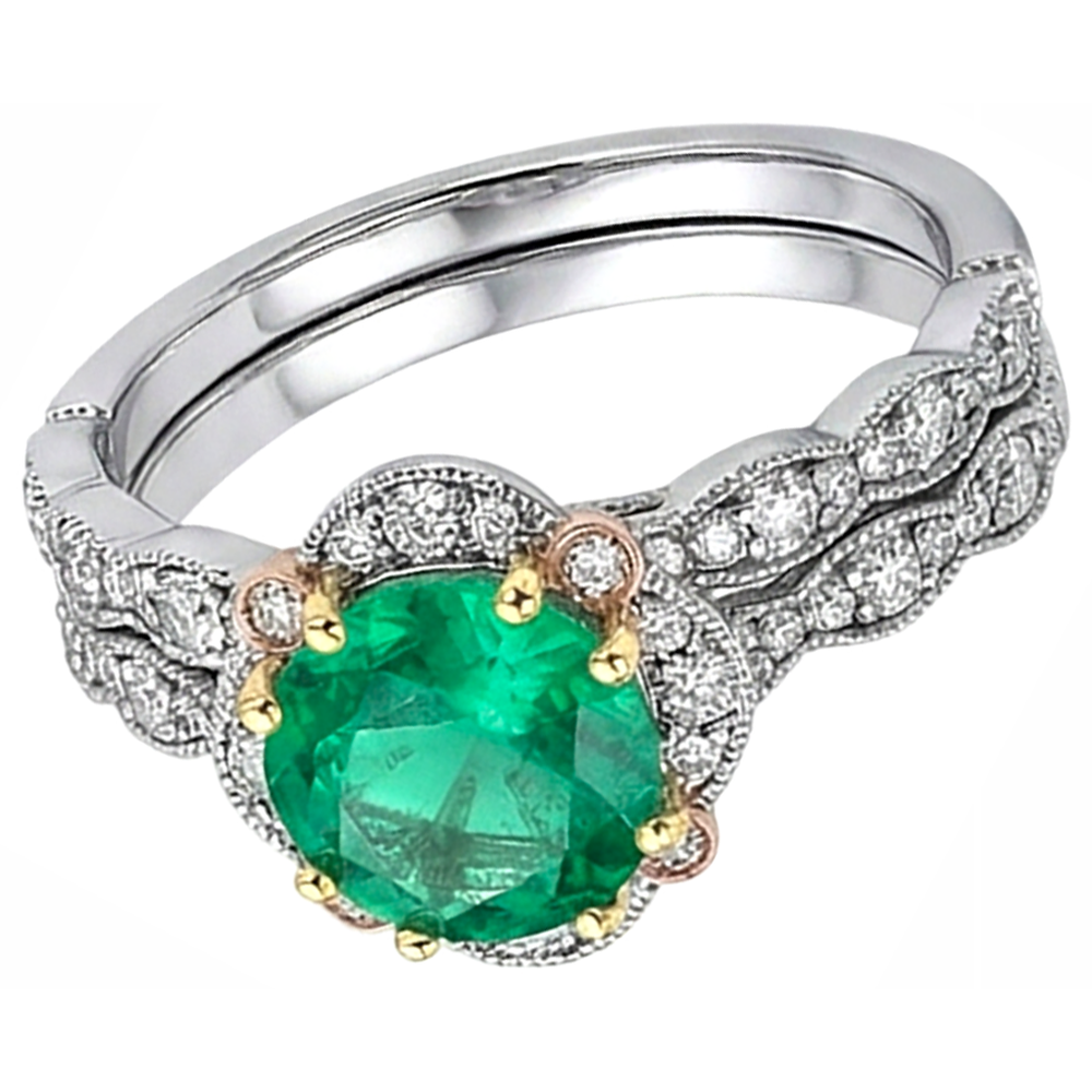 Émeraude Fine Bague avec Gemme – vue de profil