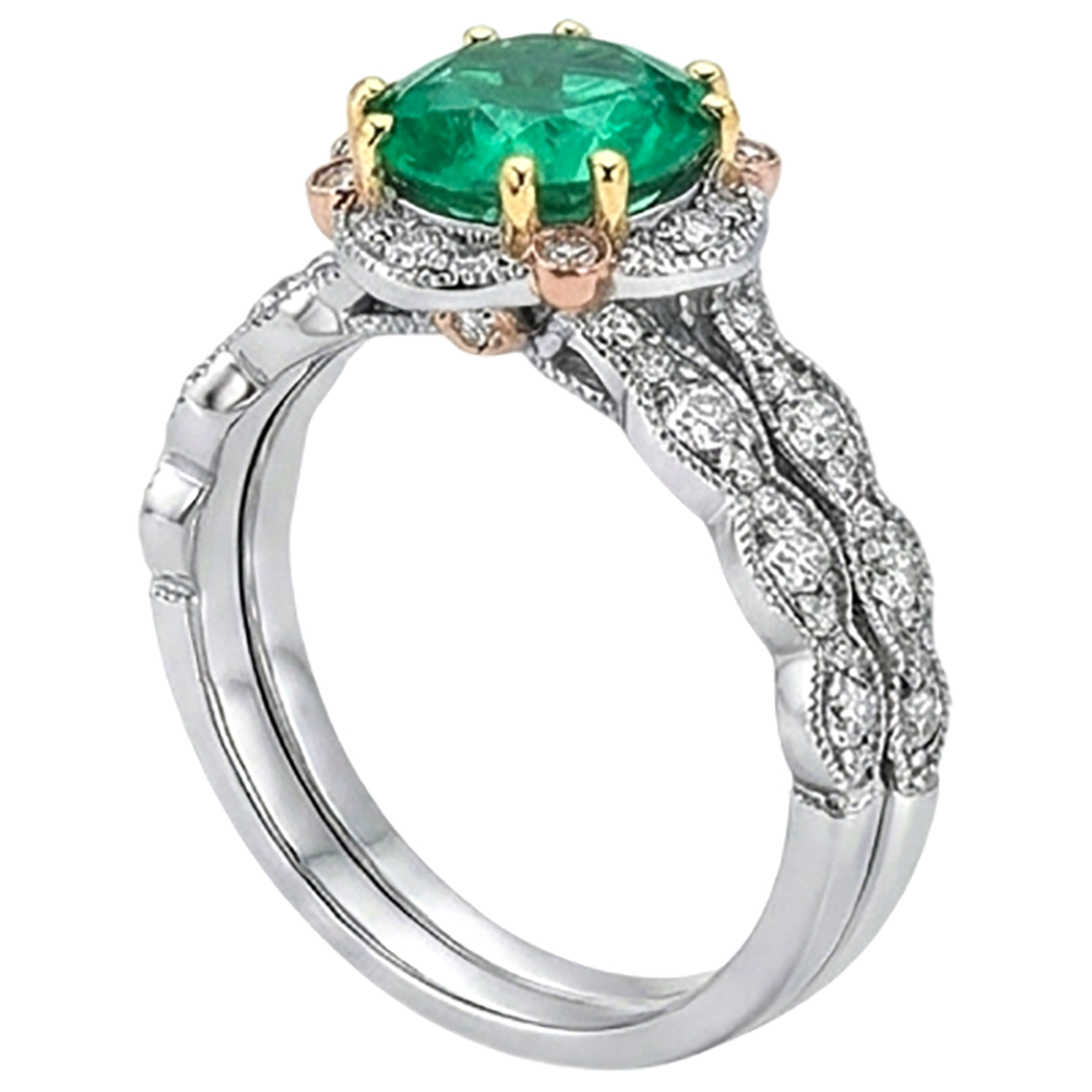 Émeraude Fine Bague avec Gemme 2,50 carats 14K – vue d'angle
