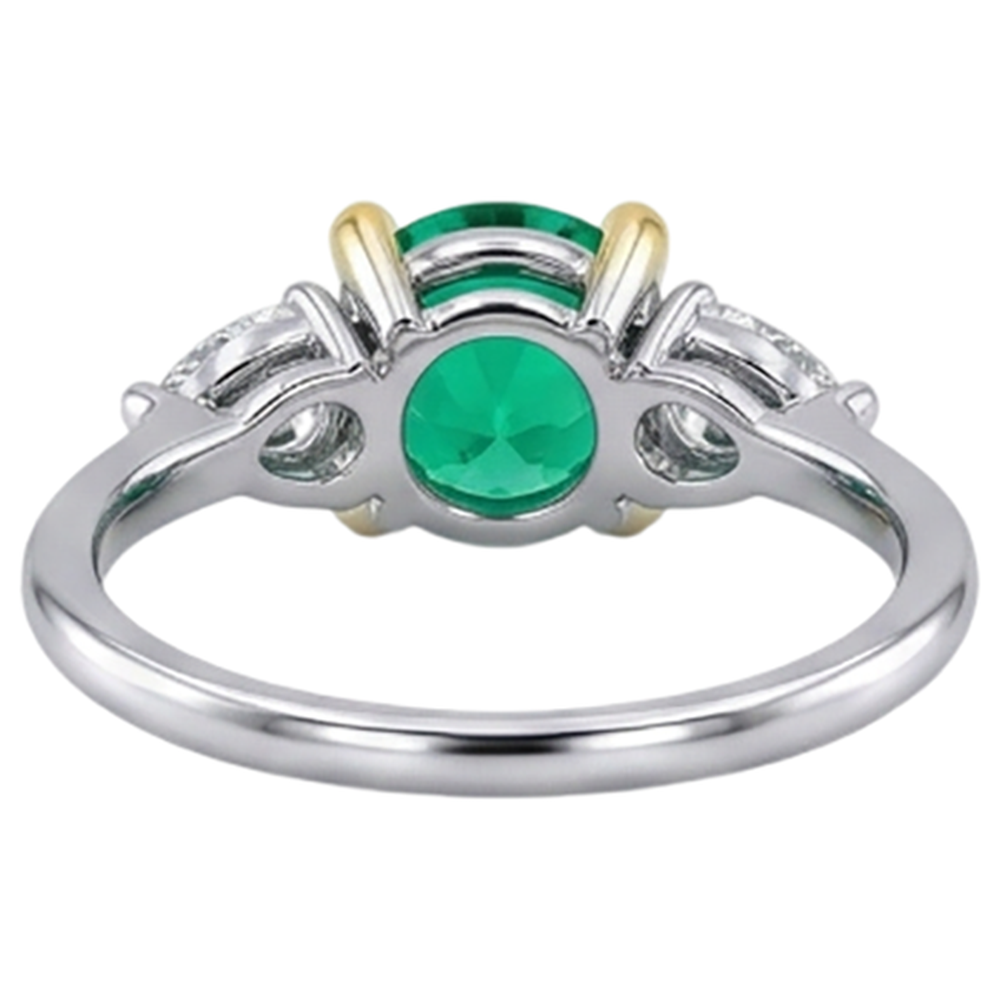 Bague Pierre Précieuse Or Bicolore 14 Carats avec Émeraude Fine – vue détaillée