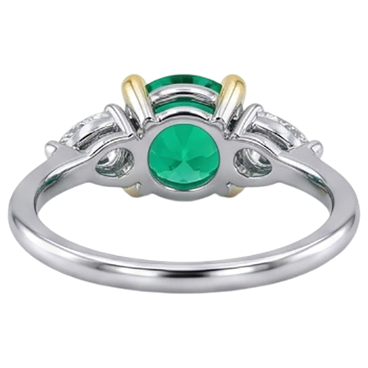 Bague Pierre Précieuse Or Bicolore 14 Carats avec Émeraude Fine – vue détaillée