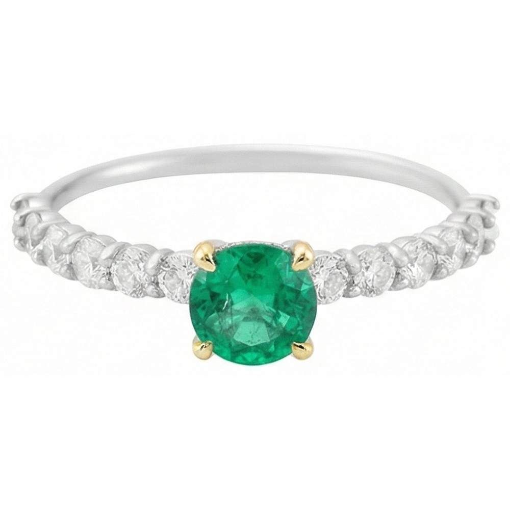 Confectionné main Émeraude Bague Pierre de Couleur 2 carats – vue de côté