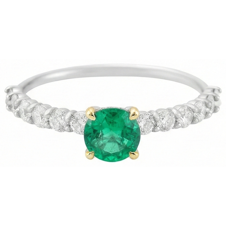 Confectionné main Émeraude Bague Pierre de Couleur 2 carats – vue de côté