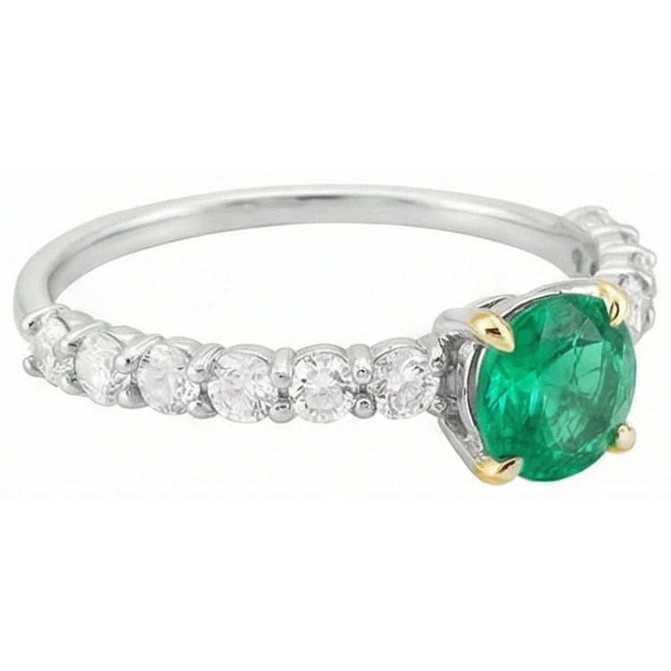 Émeraude Bague Pierre de Couleur 2-carats Or Bicolore 14 Carats – vue de profil
