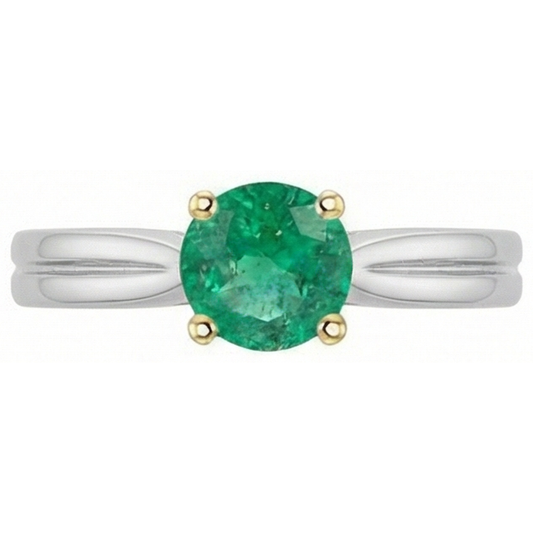 Émeraude Colombienne Bague Pierre Précieuse 2-carats Or Bicolore 14 Carats – vue de face