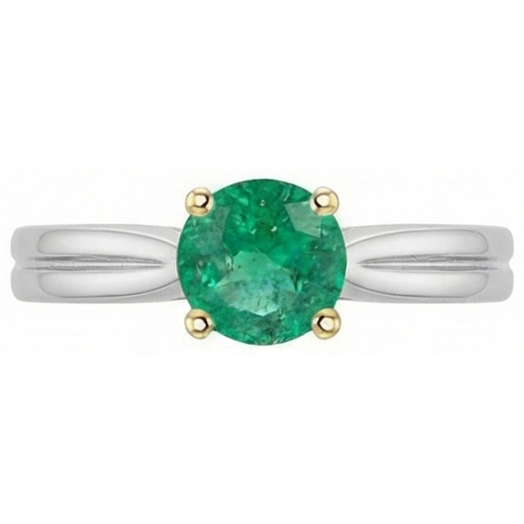 Émeraude Colombienne Bague Pierre Précieuse 2-carats Or Bicolore 14 Carats – vue de face