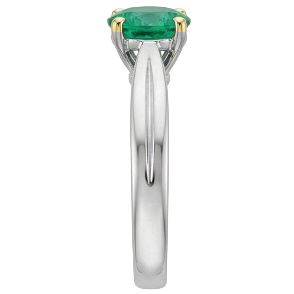 Bague Pierre Précieuse Or Bicolore 14 Carats avec Émeraude Colombienne – vue de profil