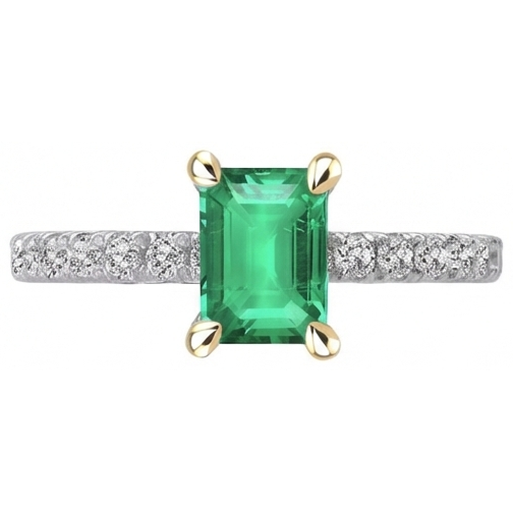 Émeraude Bague Pierre de Couleur – vue d'angle