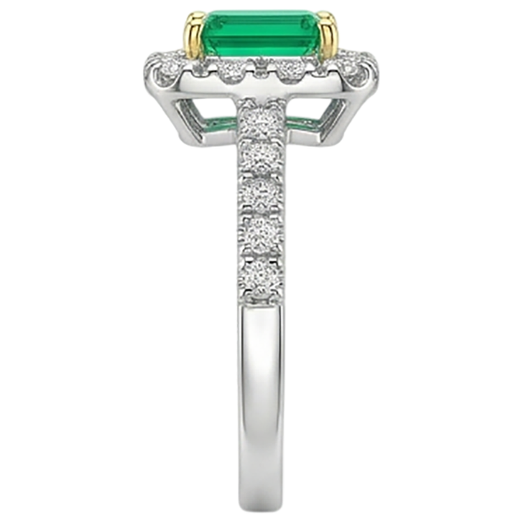 Émeraude Bague Pierre Précieuse 2 carats Or 14K Bicolore – vue arrière