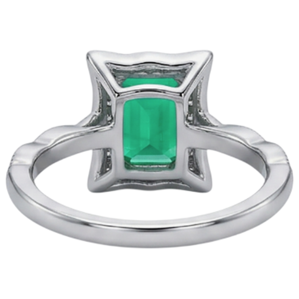 Émeraude Fine Bague avec Gemme 2,50-carats Or Deux Tons 14 Carats – vue arrière
