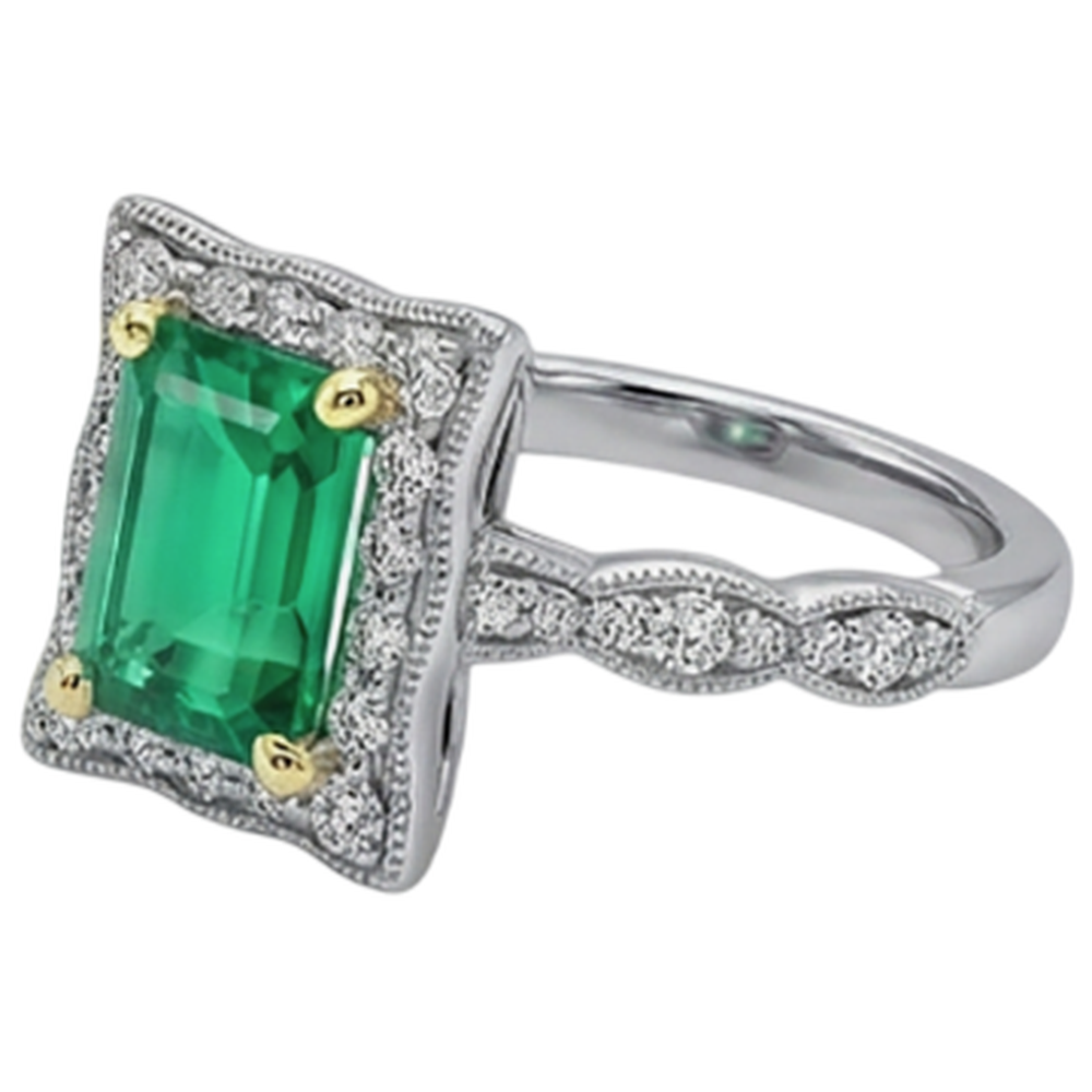 Brillant Émeraude Fine Bague avec Gemme 2,50 carats – vue de profil