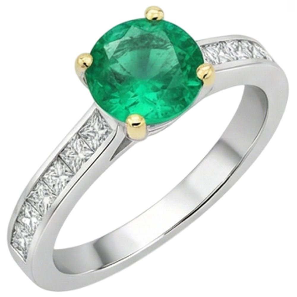 Sur mesure Émeraude Fine Bague Pierre de Couleur 2,50 carats – vue de côté