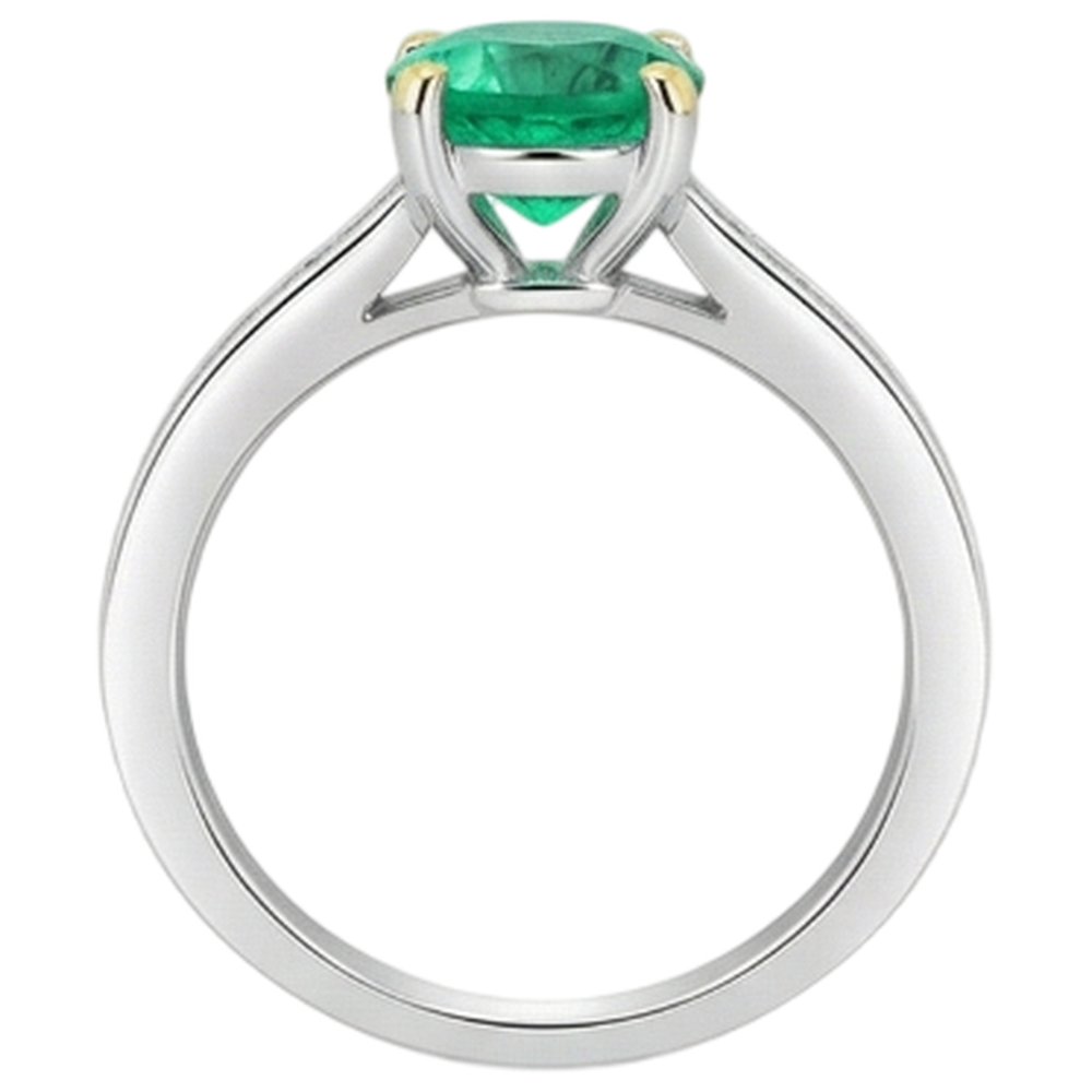 Émeraude Fine Bague Pierre de Couleur 2,50-carats Or Deux Tons 14 Carats – vue arrière