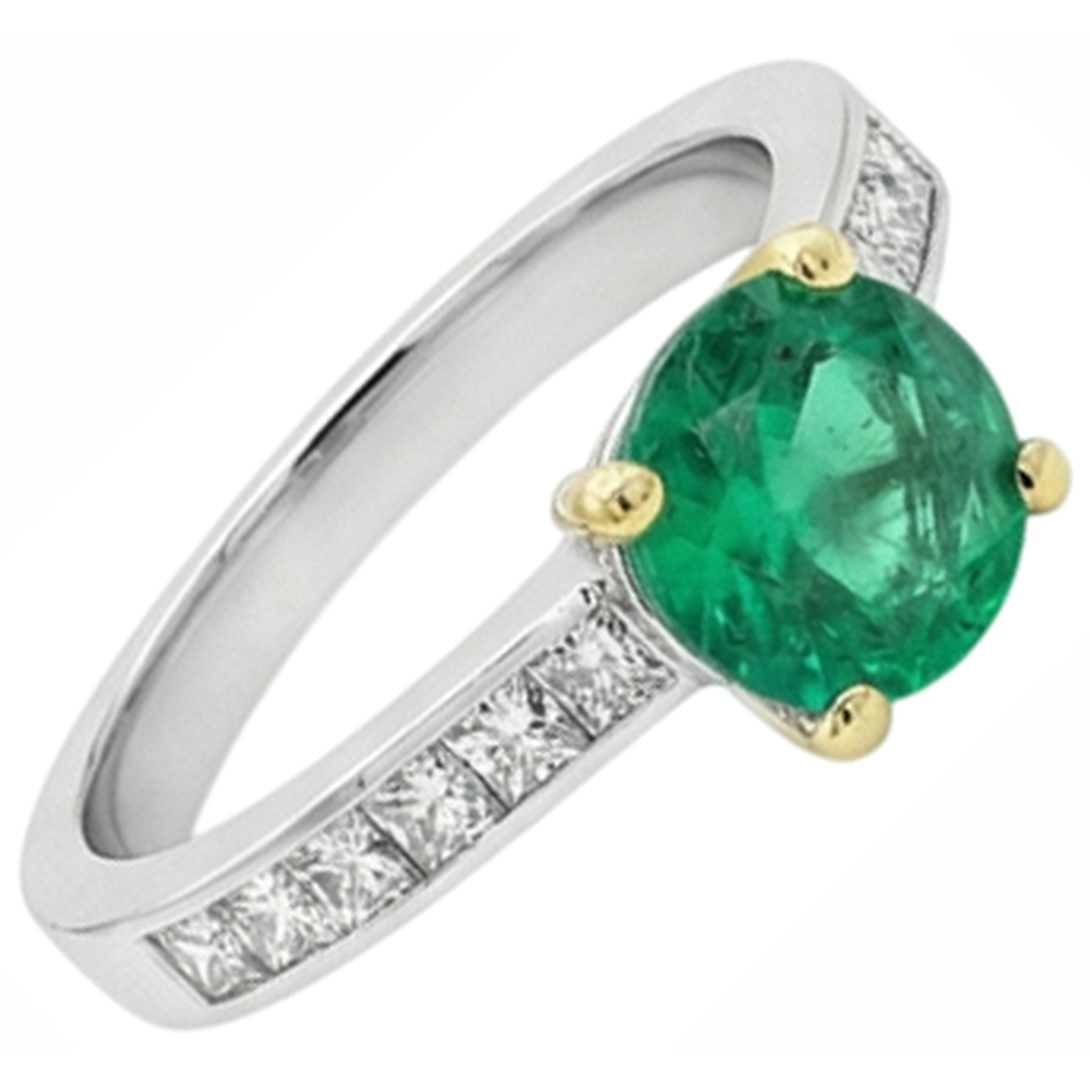 Émeraude Fine Bague Pierre de Couleur – vue d'angle