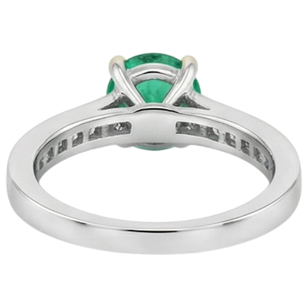 Émeraude Fine Taille Ronde Bague Pierre de Couleur en Or Deux Tons 14 Carats – vue détaillée