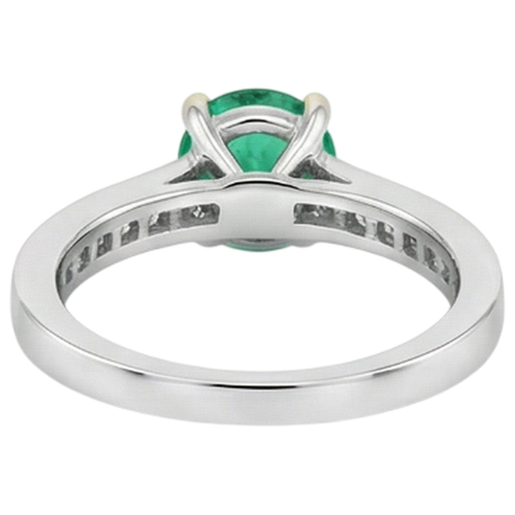 Émeraude Fine Taille Ronde Bague Pierre de Couleur en Or Deux Tons 14 Carats – vue détaillée