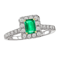 Émeraude Certifié GIA Bague Pierre Précieuse 2 carats en Or 14K