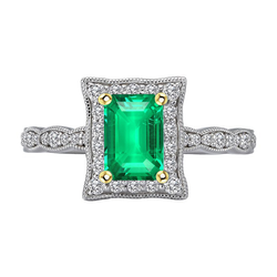 Brillant Bague avec Gemme avec Émeraude Fine Vintage – 2,50