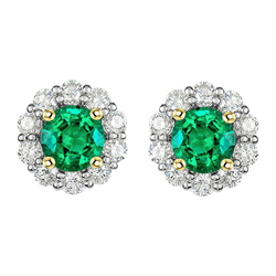 Émeraude Fine GIA Certifié Gemstone Earring 1,50 carats en Or