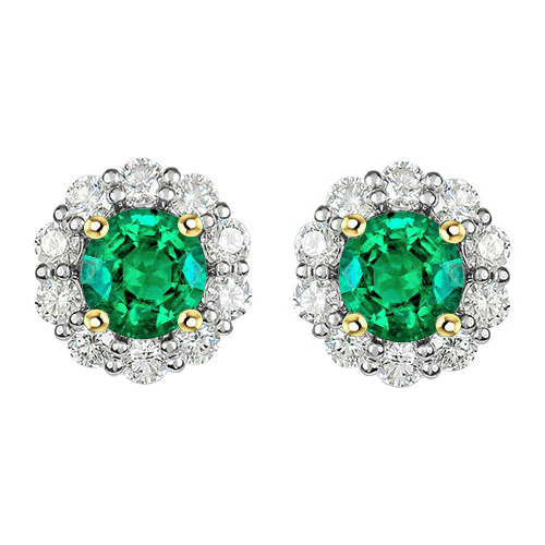 Émeraude Fine Gemstone Earring 1,50-carats Or Deux Tons 14 Carats – vue principale