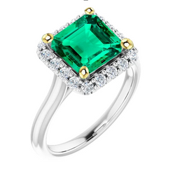 Monture Cathédrale Bague Pierre de Couleur – Émeraude Fine 3,50