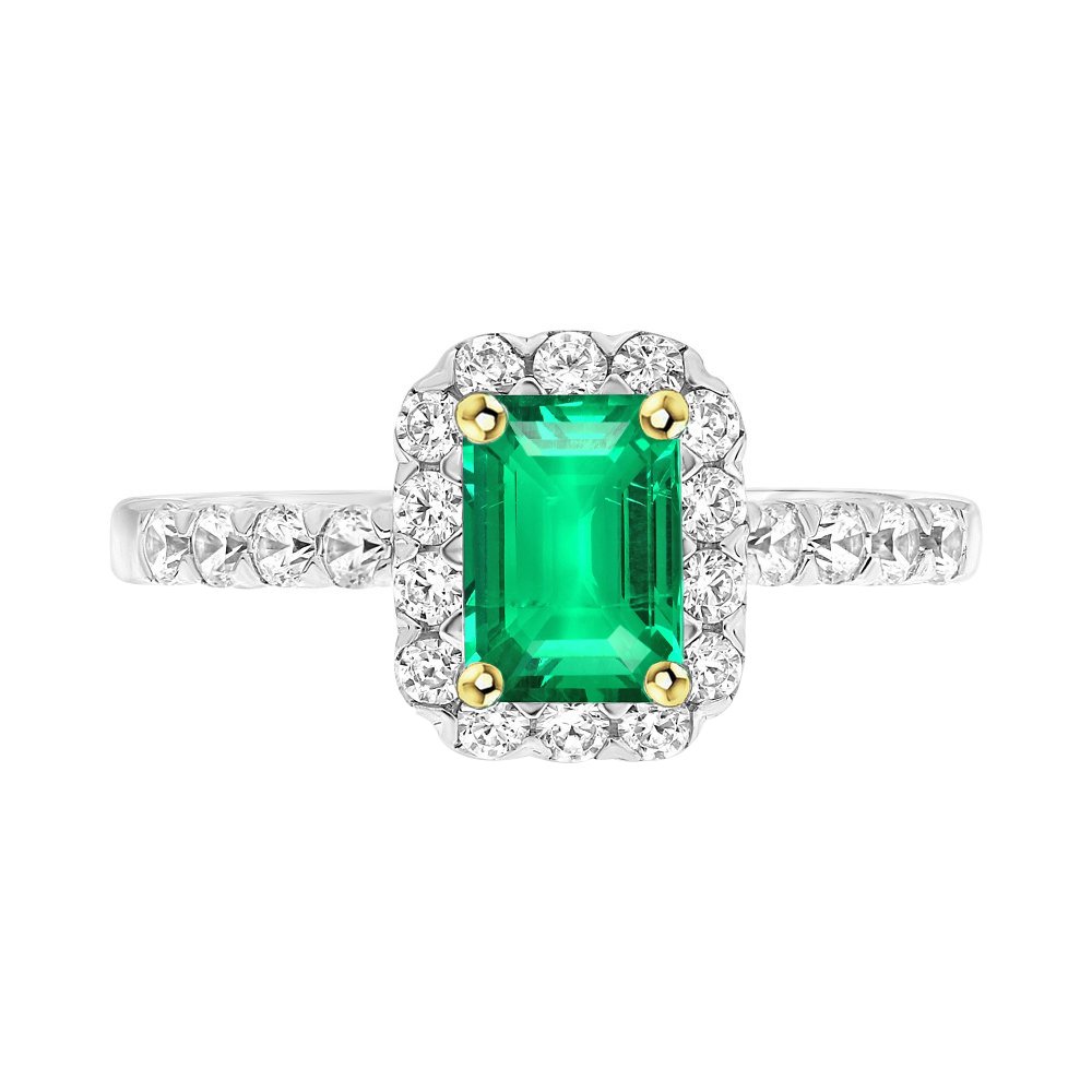 Émeraude Bague Pierre Précieuse 2-carats Or Deux Tons 14 Carats – vue principale