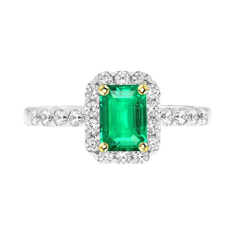Émeraude Bague Pierre Précieuse 2-carats Or Deux Tons 14 Carats – vue principale