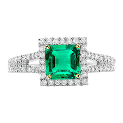 Tige Fendue Bague avec Gemme – Émeraude Fine 3,50 carats Or