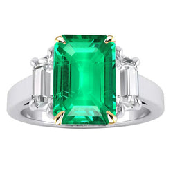 Émeraude Colombienne Bague Pierre de Couleur 4 carats F/VVS1