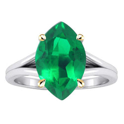 Émeraude Colombienne Tige Fendue Bague Pierre Précieuse – 3