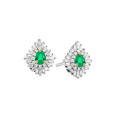 Émeraude Goutte Gemstone Earring en Or Deux Tons 14 Carats – vue principale