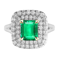 Émeraude Tige Fendue Bague Pierre de Couleur – 2 carats en Or