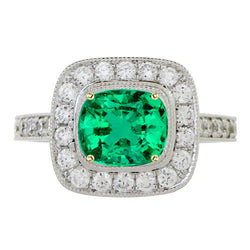 Exquis Bague Pierre de Couleur avec Émeraude Colombienne GIA