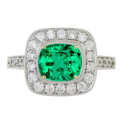 Exquis Émeraude Colombienne Bague Pierre de Couleur 2 carats – vue principale