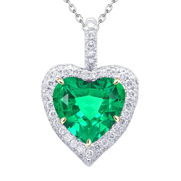 Taille Cœur Émeraude Fine bague en Or Bicolore 14 Carats – vue principale