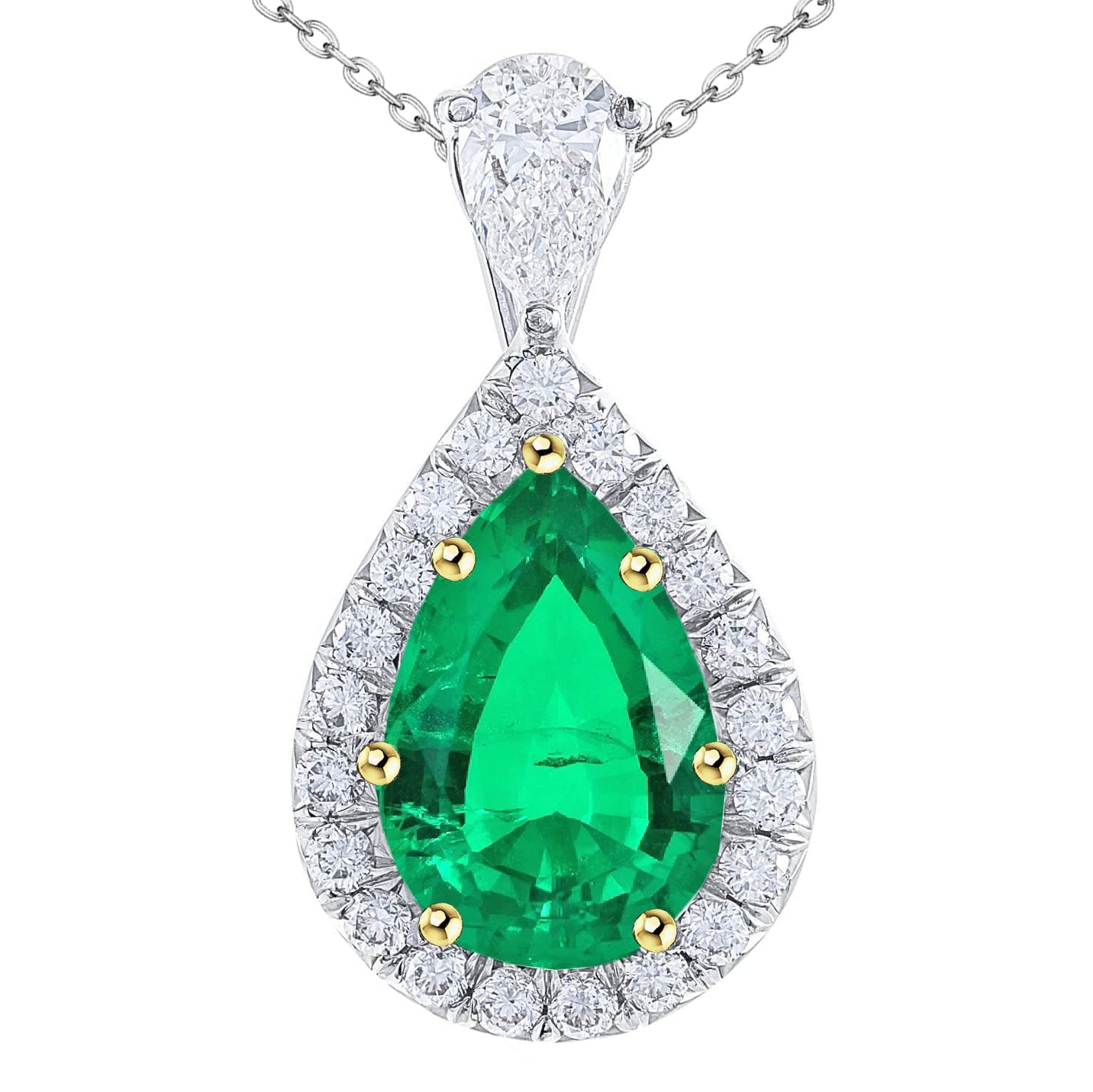 Confectionné main Émeraude Colombienne Collier Pendentif Pierre 4 carats – vue principale
