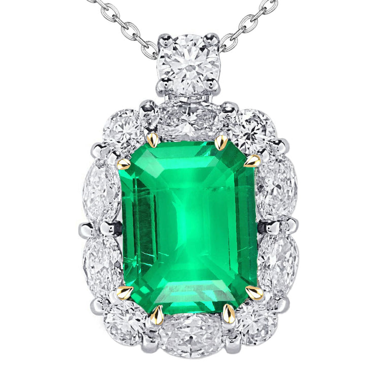 Émeraude Collier Pendentif Pierre 6-carats Or 14K Bicolore – vue principale
