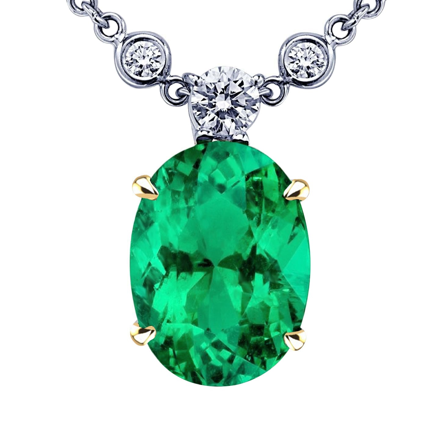 Émeraude Fine Pendentif Gemme 8-carats Or Deux Tons 14 Carats – vue principale