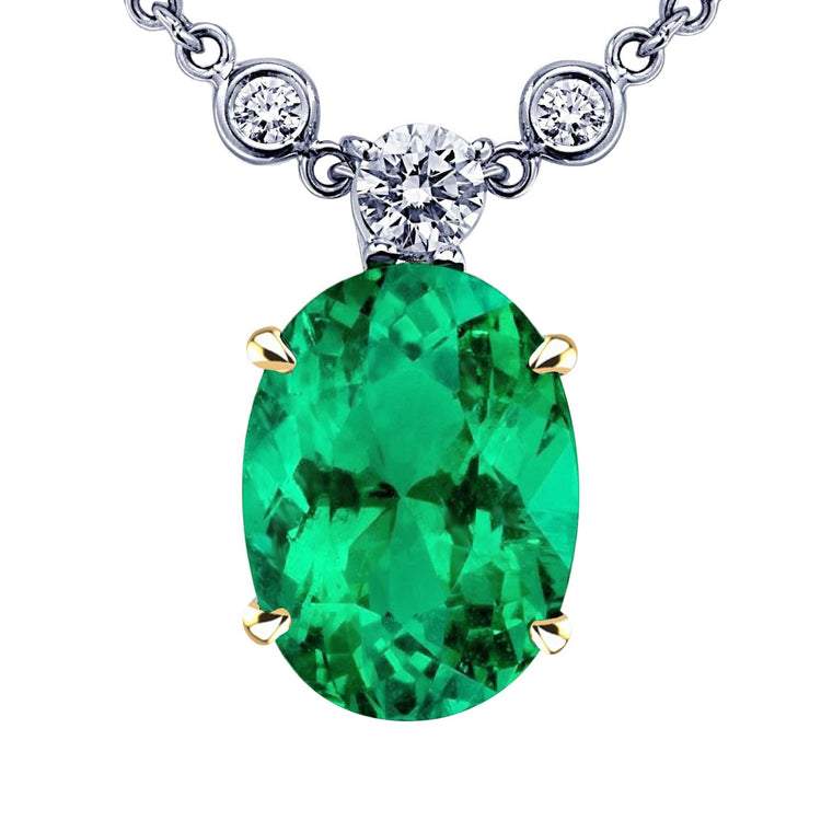 Émeraude Fine Pendentif Gemme 8-carats Or Deux Tons 14 Carats – vue principale