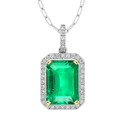Pendentif Gemme Or Deux Tons 14 Carats – Émeraude Colombienne