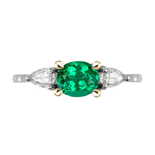 Émeraude Fine Bague Pierre Précieuse 1,50 carats Or Bicolore 14 Carats – vue principale
