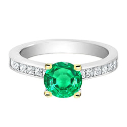 Émeraude Fine Sertissage Rail Bague Pierre de Couleur 2,50
