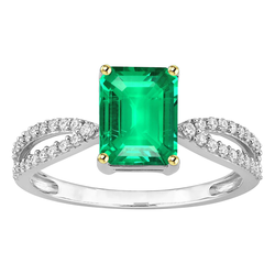 Émeraude Colombienne Bague avec Gemme 2 carats F/VS1 – Or Deux
