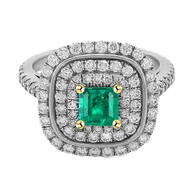 Confectionné main Émeraude Bague Pierre Précieuse 1 carats – vue principale